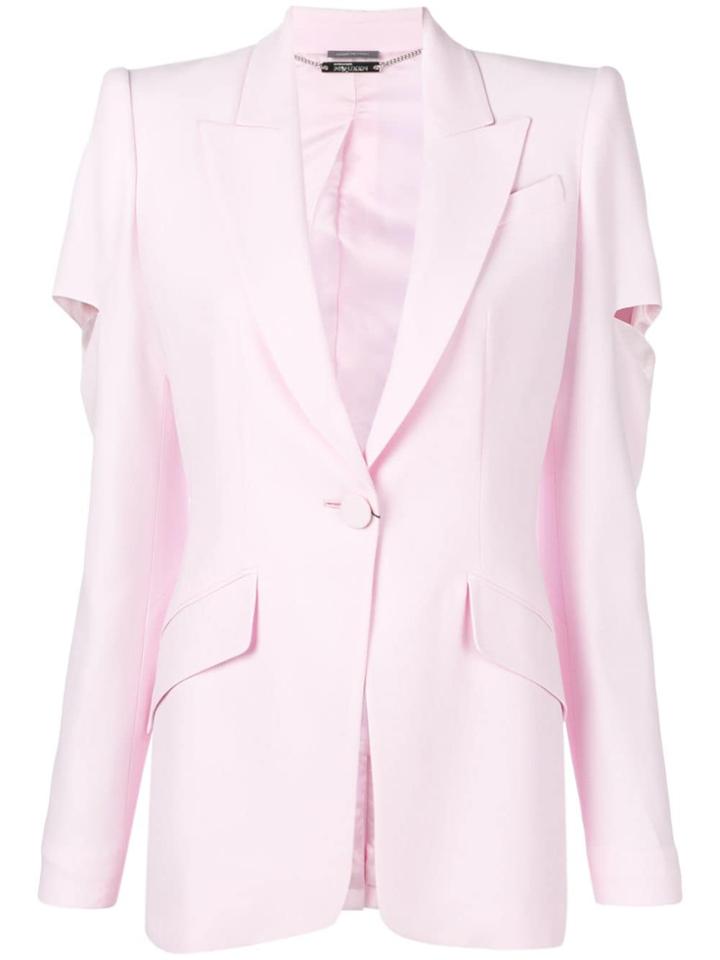Alexander Mcqueen Slit Detail Blazer Jacket - Pink