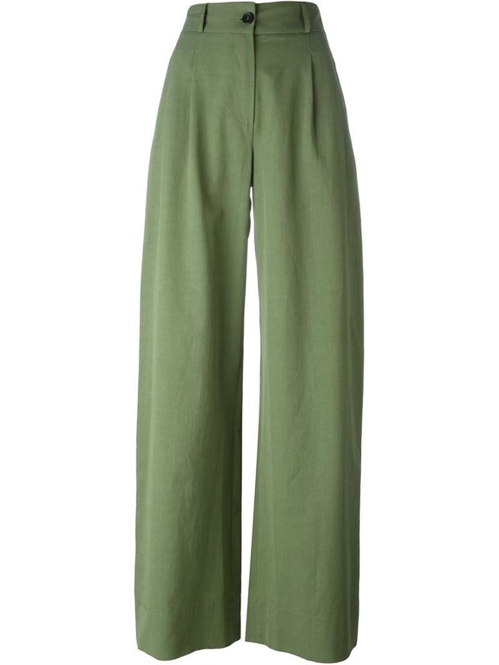 Société Anonyme Wide Leg Trousers, Women's, Size: 44, Green, Cotton/viscose