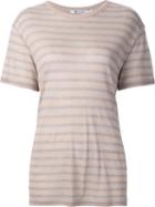 T By Alexander Wang Striped Shortsleeved T-shirt, Women's, Size: Xs, Pink/purple, Linen/flax/rayon