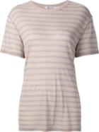 T By Alexander Wang Striped Shortsleeved T-shirt, Women's, Size: Xs, Pink/purple, Linen/flax/rayon