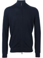 Laneus Roll Neck Zipped Cardigan, Men's, Size: 50, Blue, Silk/cashmere