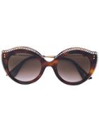 Gucci Eyewear Gg0214s Embellished Cat Eye Sunglasses - Metallic