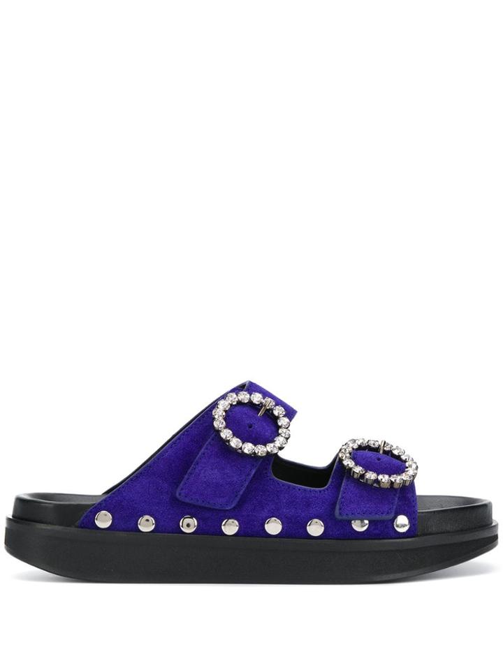 Isabel Marant Noddi Studded Slides - Blue