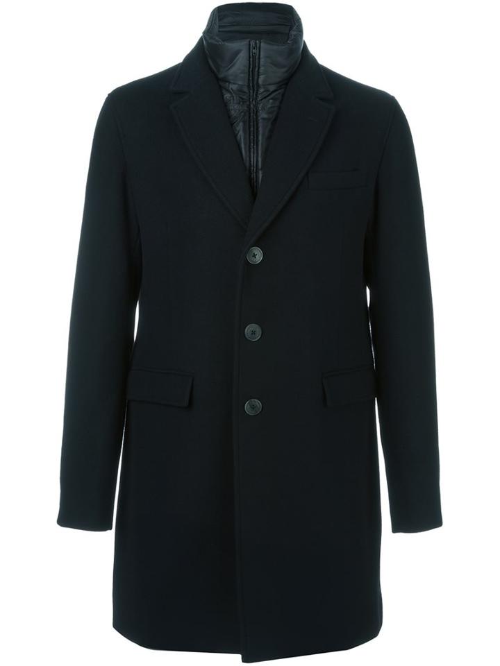 Herno Double Collar Coat, Men's, Size: 46, Black, Polyamide/polyester/wool