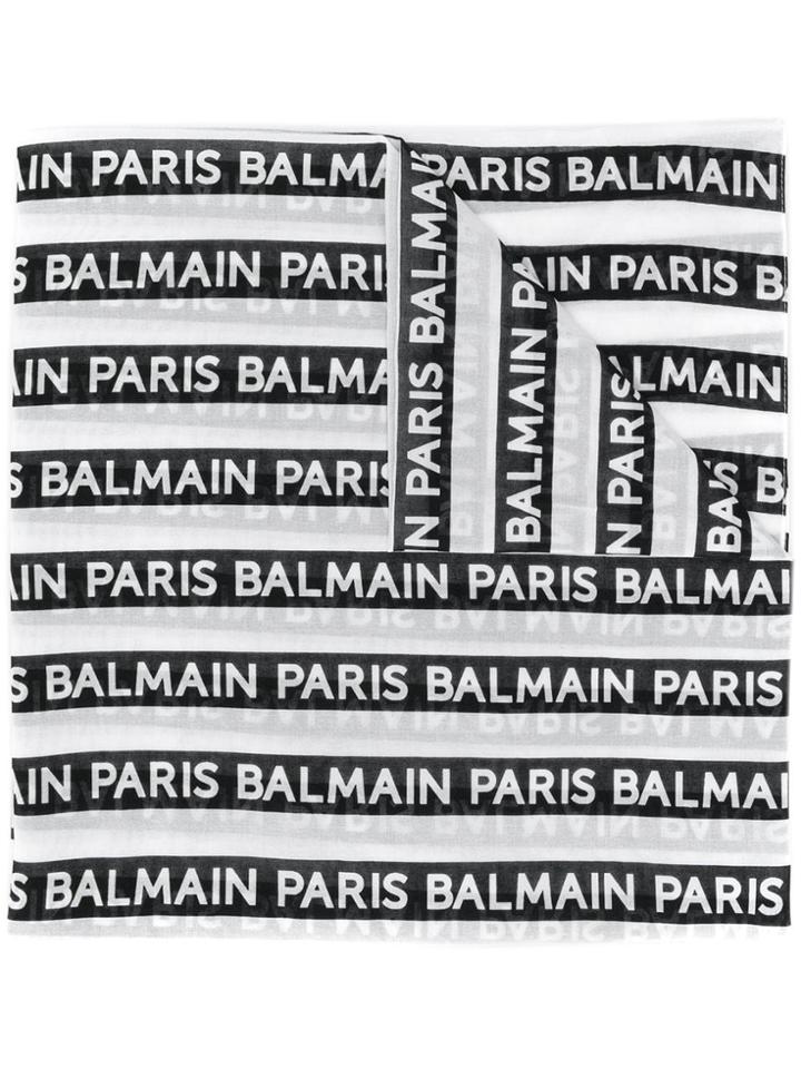 Balmain Printed Logo Scarf - Black