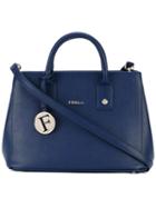 Furla - Classic Tote - Women - Cotton/calf Leather/leather - One Size, Blue, Cotton/calf Leather/leather