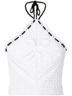 Red Valentino Knitted Halterneck Cropped Top - White