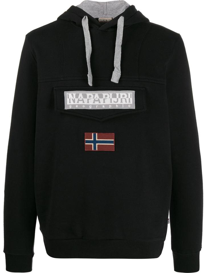 Napapijri Logo Patch Hoodie - Black