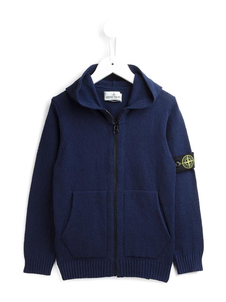 Stone Island Kids Hooded Cardigan, Boy's, Size: 10 Yrs, Blue