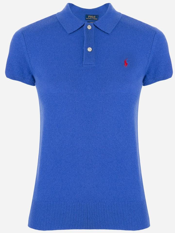 Polo Ralph Lauren Ribbed Knit Polo Top - Blue