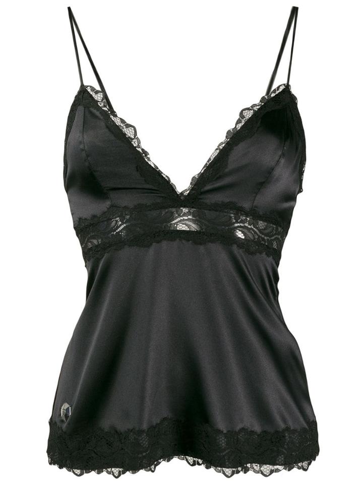 Philipp Plein Lace Insert Camisole - Black