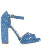 Rupert Sanderson Paint Splatter Denim Sandals - Blue