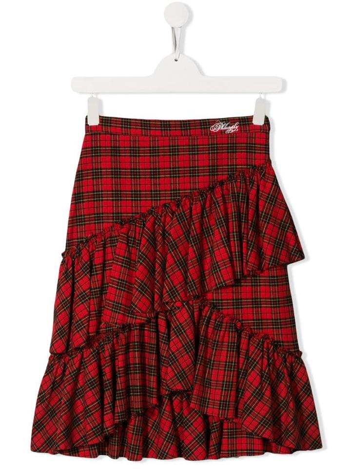 Philosophy Di Lorenzo Serafini Kids Teen Tartan Ruffled Skirt - Red
