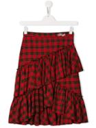 Philosophy Di Lorenzo Serafini Kids Teen Tartan Ruffled Skirt - Red
