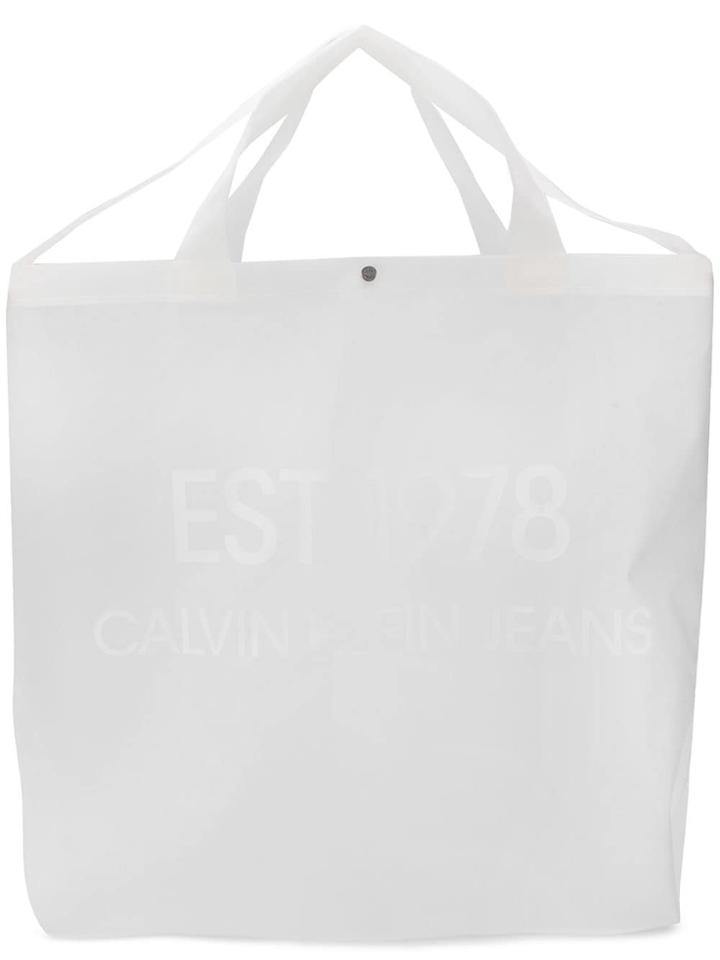 Calvin Klein Jeans Est. 1978 Large Logo Printed Tote - White