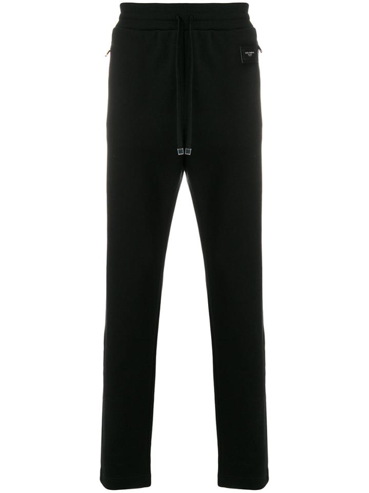 Dolce & Gabbana Logo Patch Slim Fit Sweatpants - Black