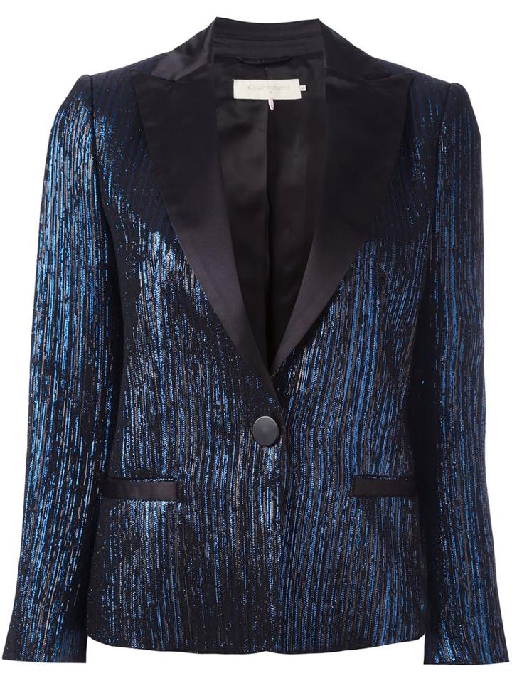 L'autre Chose Metallic Detail Blazer, Women's, Size: 40, Blue, Silk/acrylic/polyester/viscose