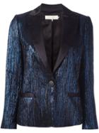 L'autre Chose Metallic Detail Blazer, Women's, Size: 40, Blue, Silk/acrylic/polyester/viscose