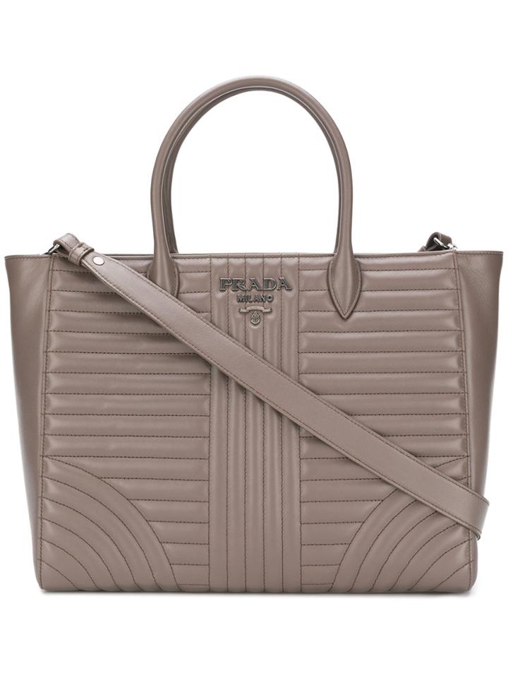 Prada Diagramme Tote Bag - Brown