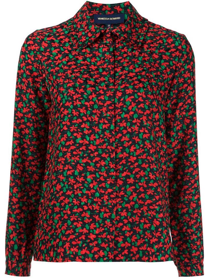 Vanessa Seward Floral Pattern Shirt, Women's, Size: 40, Black, Silk