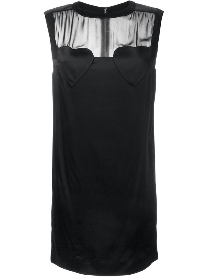 Love Moschino Heart Patch Sleeveless Dress, Women's, Size: 38, Black, Spandex/elastane/acetate/viscose