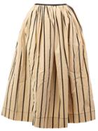 Uma Wang Striped Full Skirt, Women's, Size: Small, Nude/neutrals, Polyamide/cotton