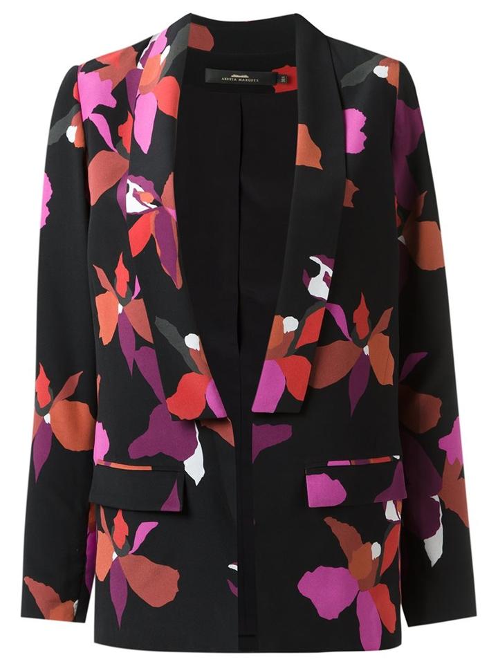 Andrea Marques Printed Blazer, Women's, Size: 40, Black, Silk