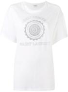 Saint Laurent College Print T-shirt, Women's, Size: Large, White, Cotton