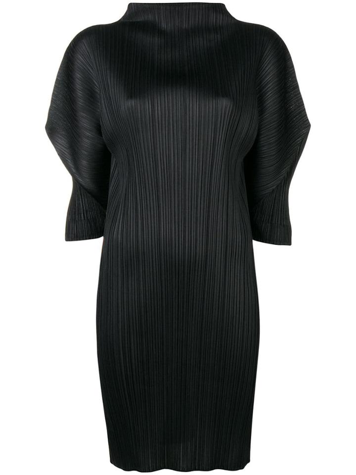 Pleats Please By Issey Miyake Puff-sleeve Dress - Black