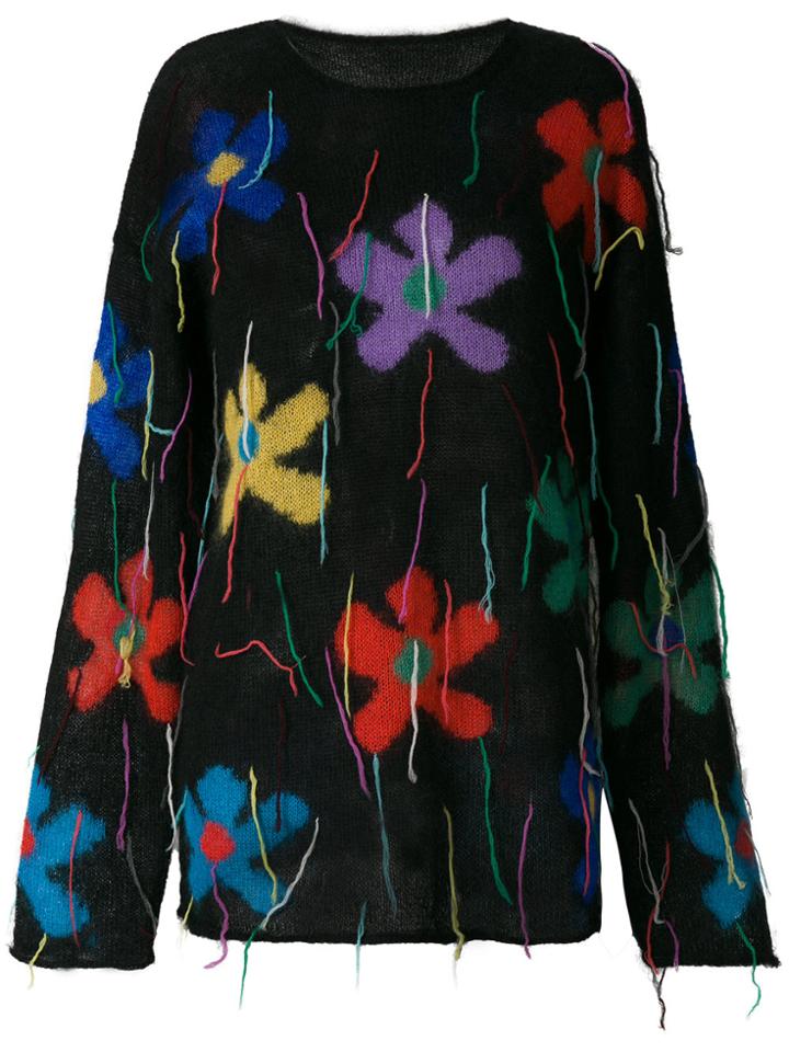 Ports 1961 Oversized Floral Sweater - Black