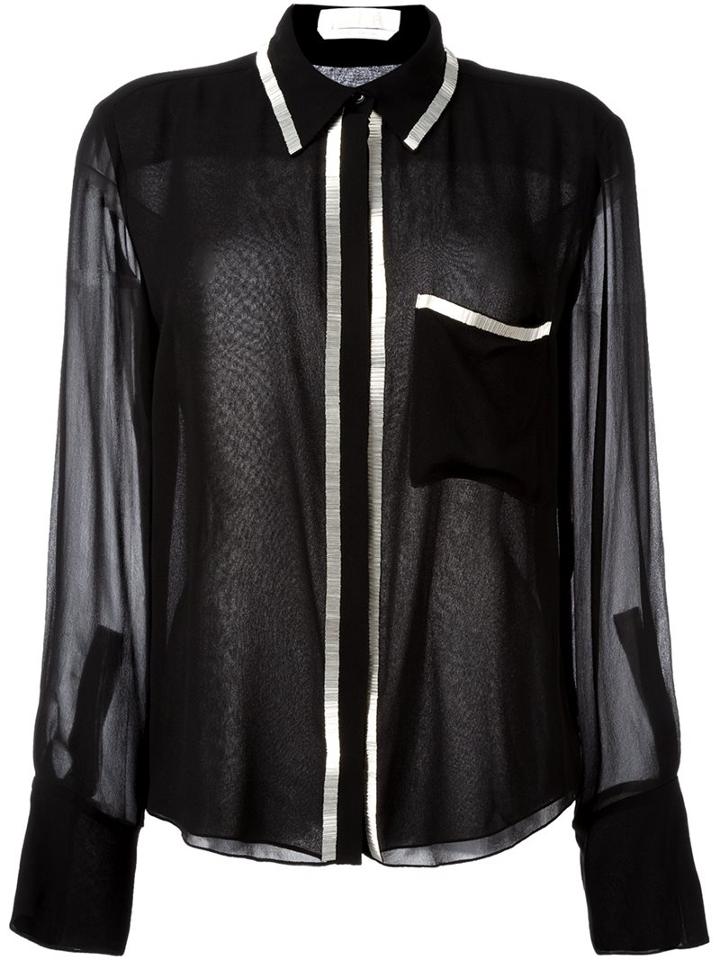 Chloé Metal Applique Blouse, Women's, Size: 40, Black, Silk/copper/zinc/silver