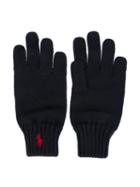 Ralph Lauren Kids Logo Embroidered Gloves, Boy's, Size: 19 Cm, Blue