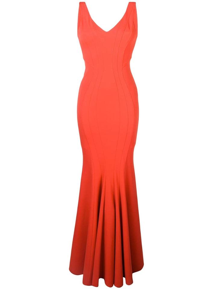 Zac Zac Posen Ronnie V-neck Gown - Orange