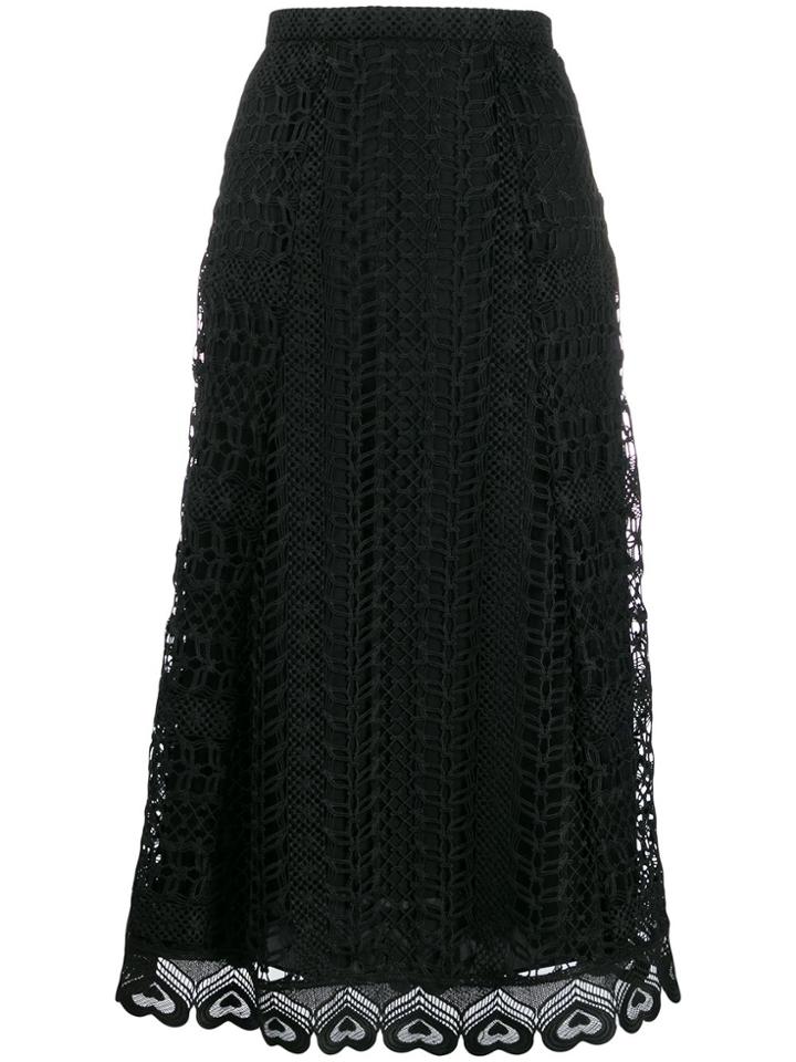 Temperley London Sunbird Lace Midi Skirt - Black