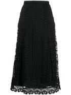 Temperley London Sunbird Lace Midi Skirt - Black
