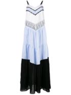Twin-set - Panelled Maxi Dress - Women - Cotton/viscose - 38, Blue, Cotton/viscose