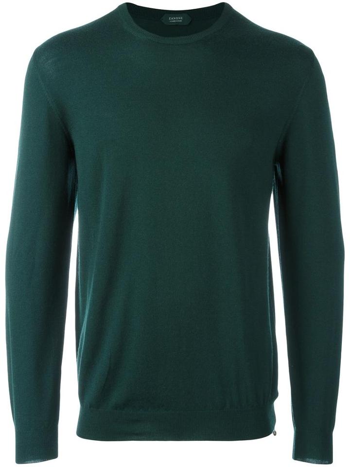 Zanone Crew Neck Jumper, Men's, Size: 50, Green, Polyamide/virgin Wool