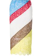Preen By Thornton Bregazzi Colour Block Lace Skirt, Women's, Size: Large, Cotton/viscose/polyamide/polyester