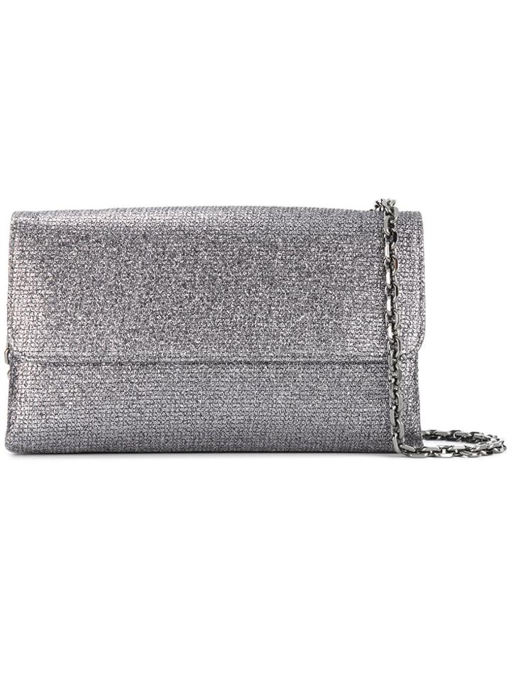 Casadei Foldover Glittered Clutch Bag - Metallic