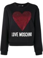 Love Moschino Metallic Heart Logo Sweatshirt - Black