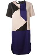 Cédric Charlier Colour Block Shift Dress, Women's, Size: 44, Black, Polyester
