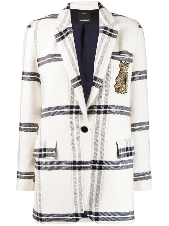 Pinko Check Print Blazer - White