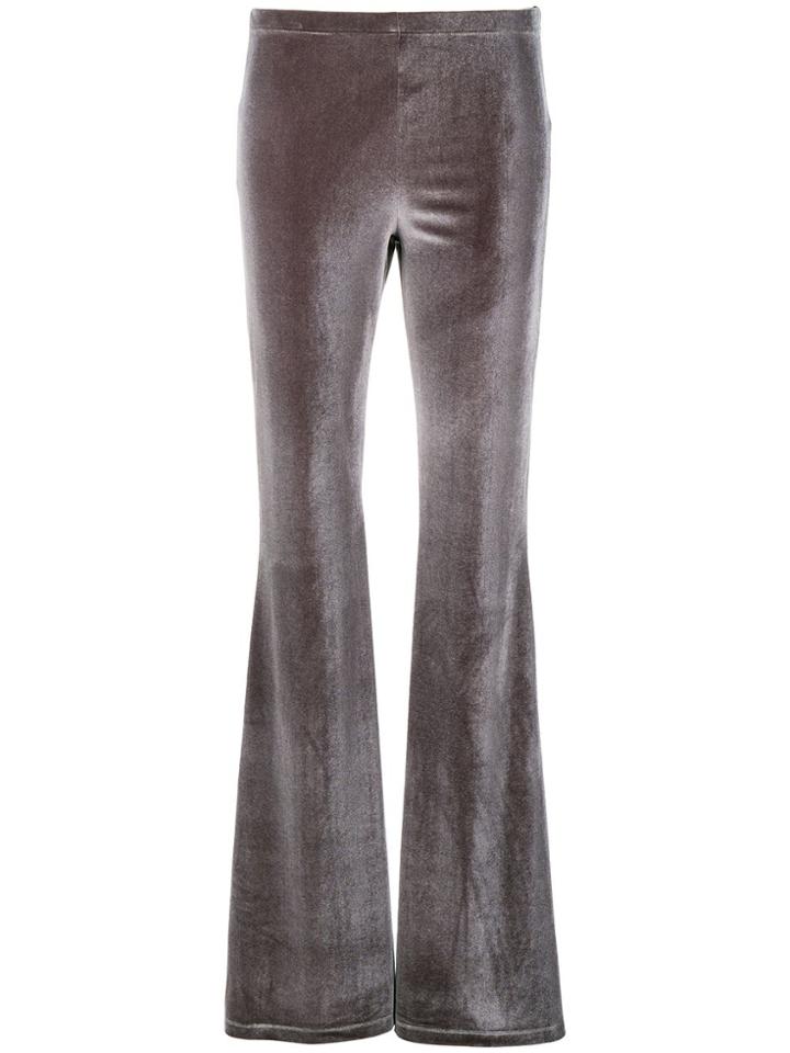Black Coral Velour Flared Trousers - Grey