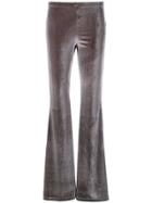 Black Coral Velour Flared Trousers - Grey