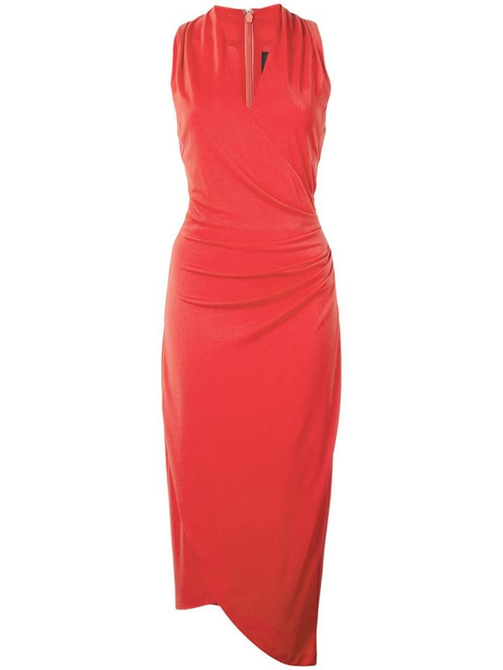 Nicole Miller Asymmetric Hem Dress - Red