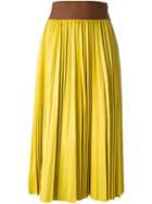 Marni Pleated Skirt, Women's, Size: 42, Yellow/orange, Lamb Skin/polyester/spandex/elastane/silk