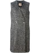 Erika Cavallini Semi Couture Herringbone Sleeveless Coat