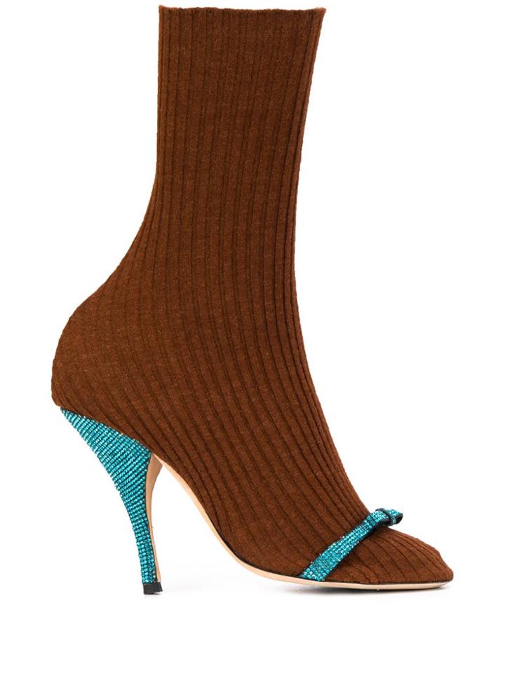 Marco De Vincenzo Sock-detail Boots - Brown