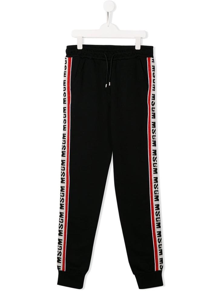 Msgm Kids Teen Logo Band Trousers - Black