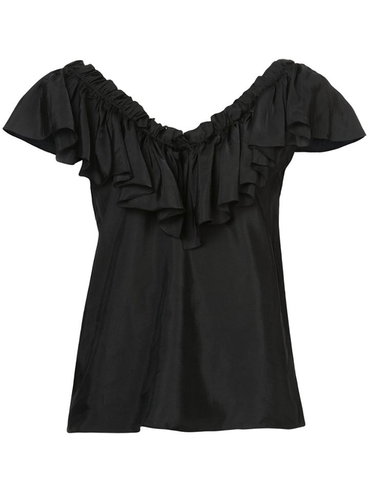 Cinq A Sept Ruffle Neck Blouse - Black
